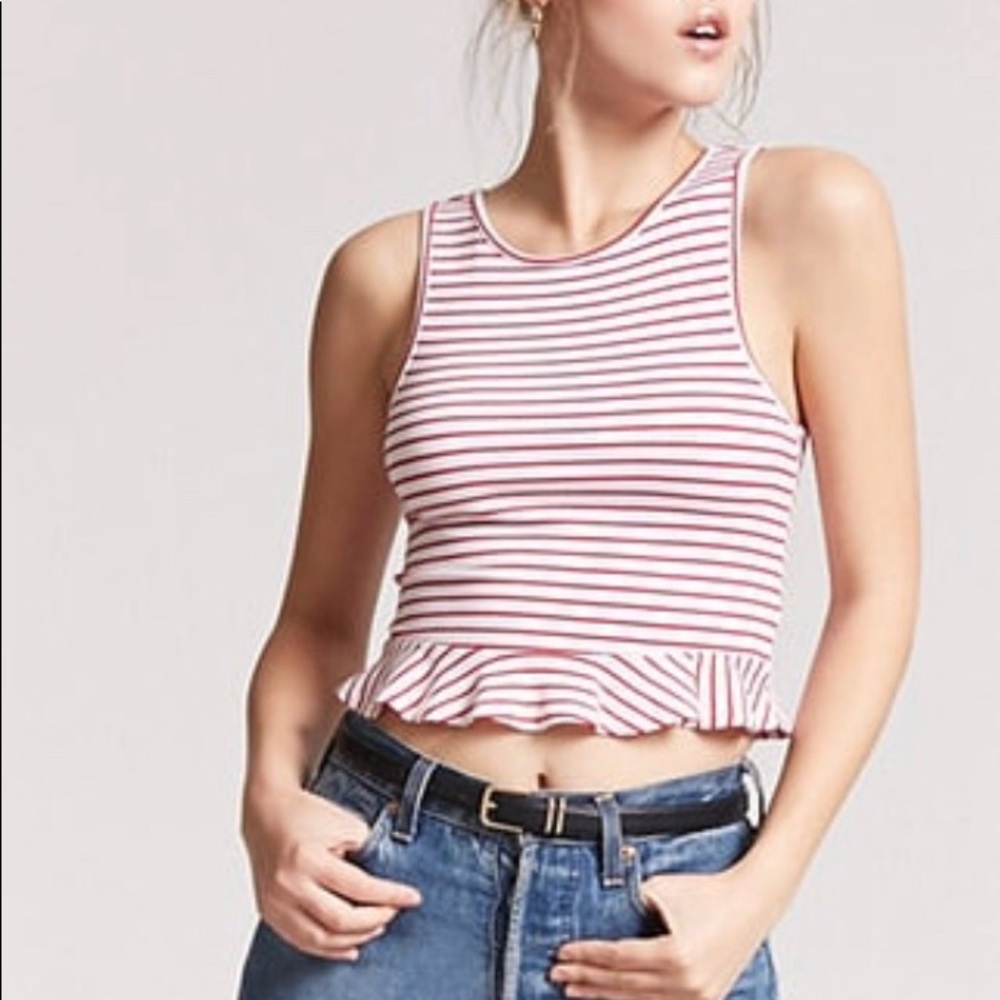Forever 21 Ruffle Hem Peplum Crop Top